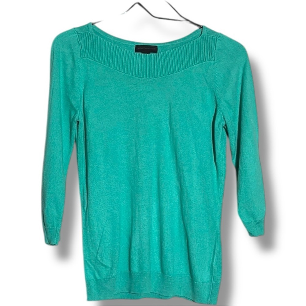 Worthington Teal Knit 3/4 Sleeve Lightweight Spring-y Sweater Top - Picture 11 of 14